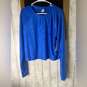 Isabella Active Wear Long Sleeve Crop Top Athletic Shirt Blue XL NWT 684